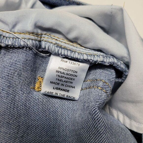 Love Tree High Waisted Demin Shorts Cuttoff Raw Hem Blue Jean Womens Large - Picture 5 of 7